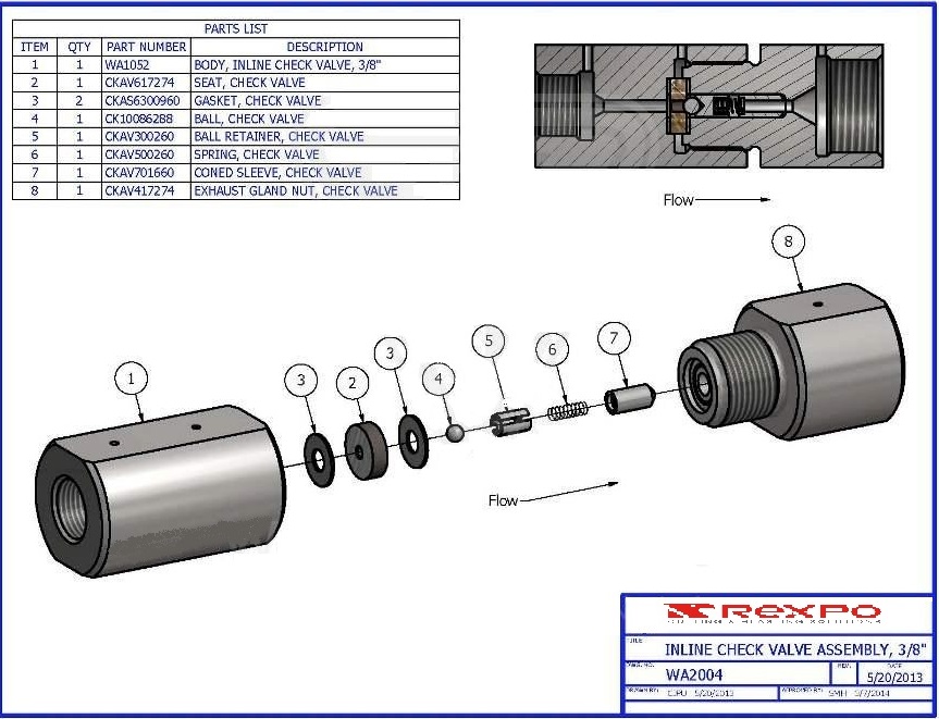 Inline Check Valve Assembly  3/8"