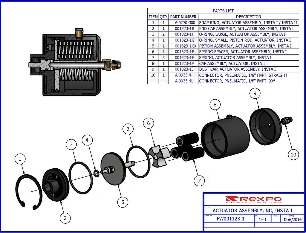 Insta 1 Air Actuator  Normally Closed