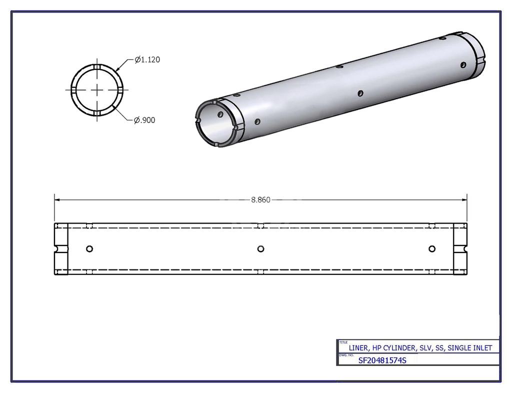 Liner  HP Cylinder  SL5  SS  Single Inle