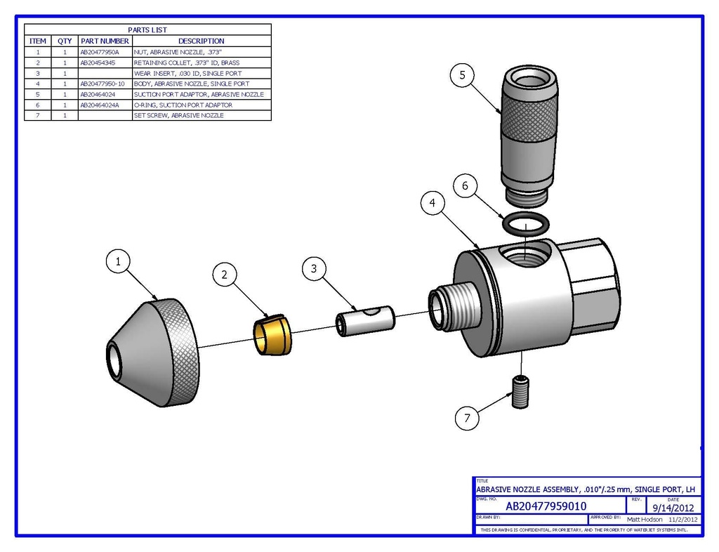 Abrasive Nozzle Assembly .016"/0.40Mm
