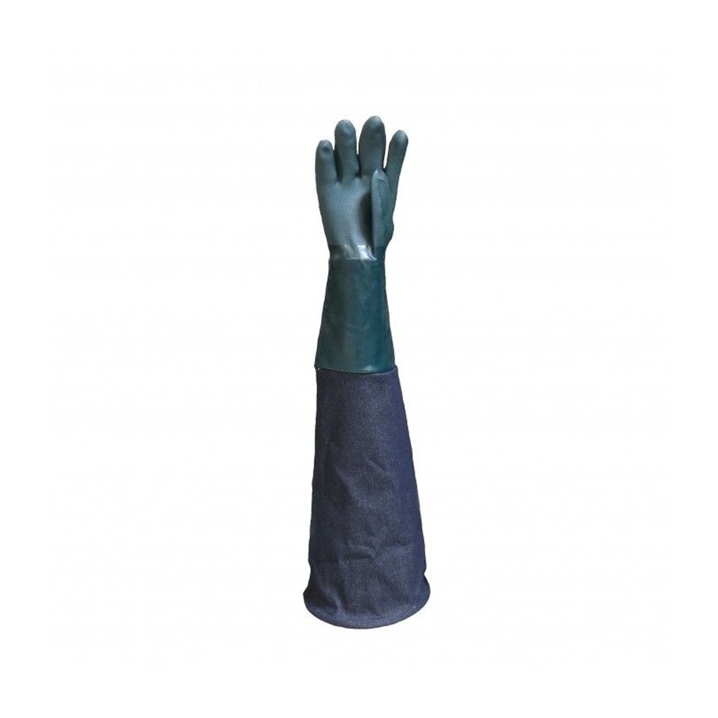 Right denim sleeve with PVC glove